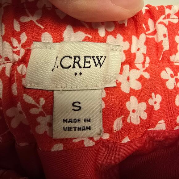 Women's J. Crew Red & White Floral Elastic Waist Midi Skirt | Size Small - Picture 8 of 11